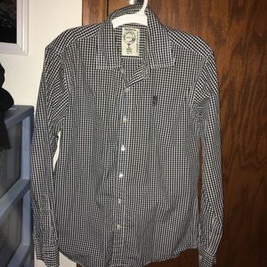Boys black and white checkered button down shirt